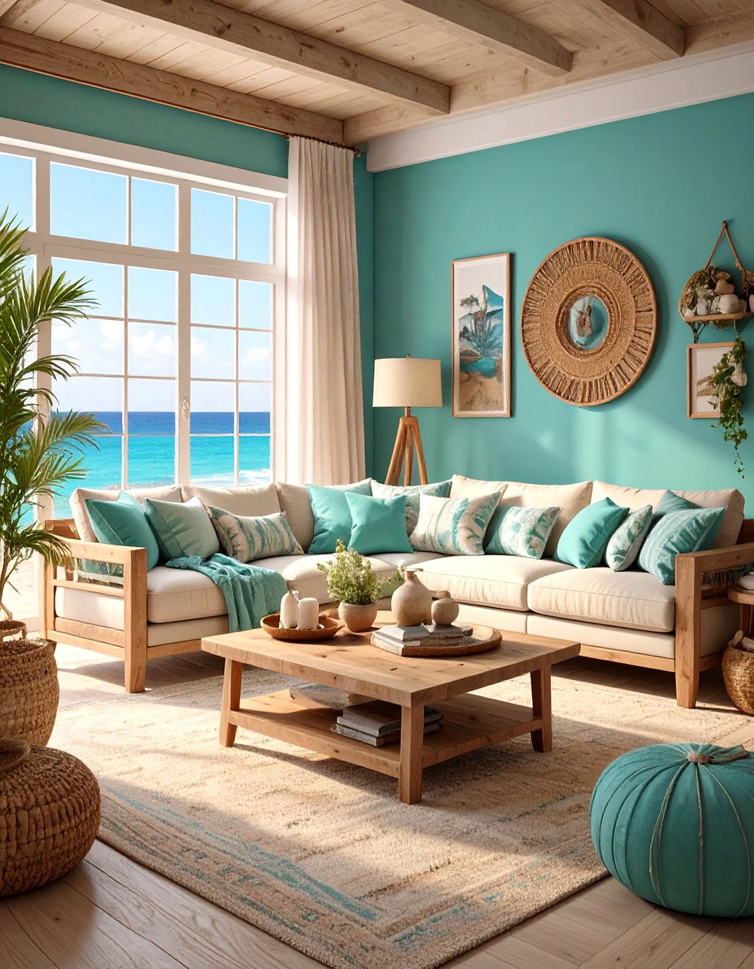 Aquatic Turquoise Living Room - 30 color trends 2025 living room interior design trends 2025