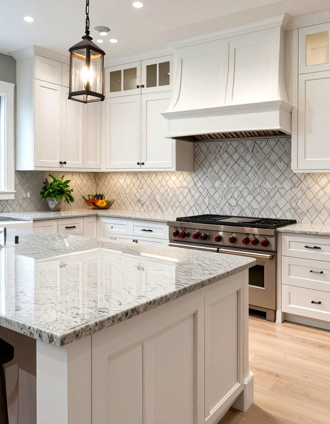Arabesque Pattern Tile Backsplash - 30 backsplash ideas for white cabinets and granite countertops