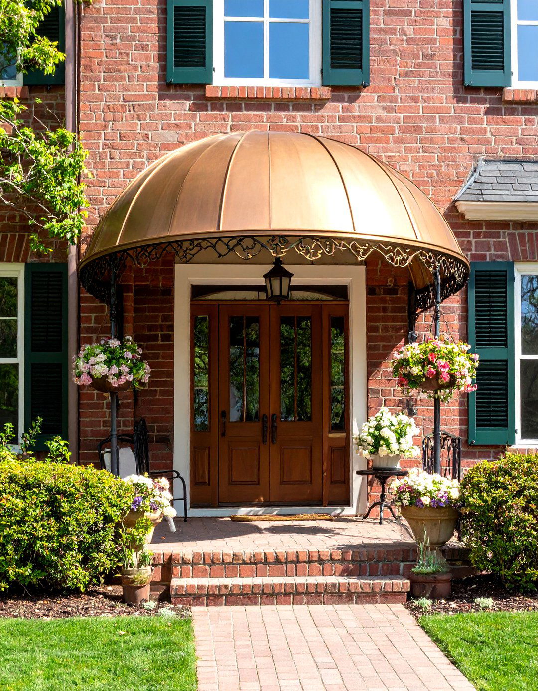 Arched Copper Awning - 30 front porch awning ideas