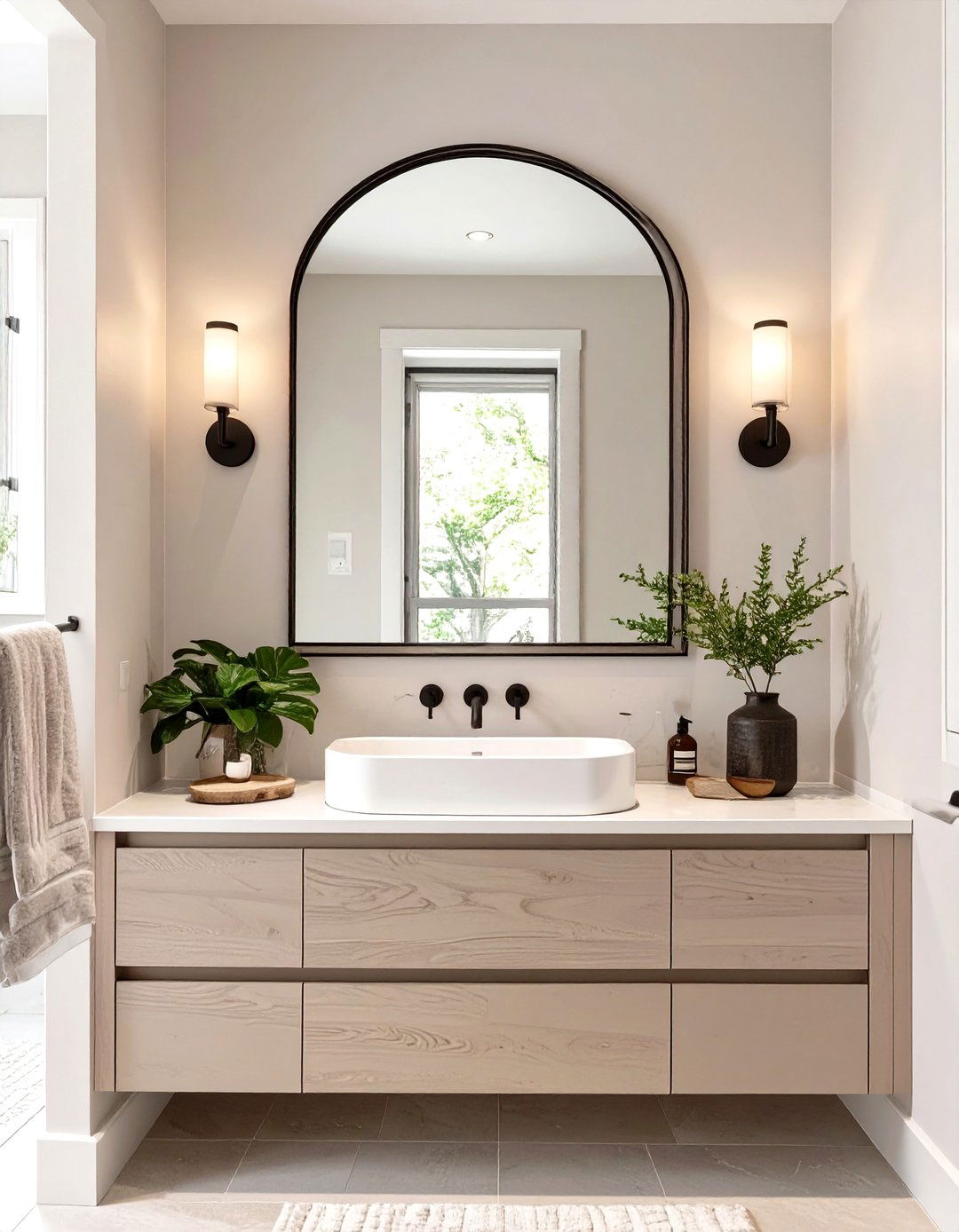 Arched Mirror Bathroom - 30 neutral bathroom ideas