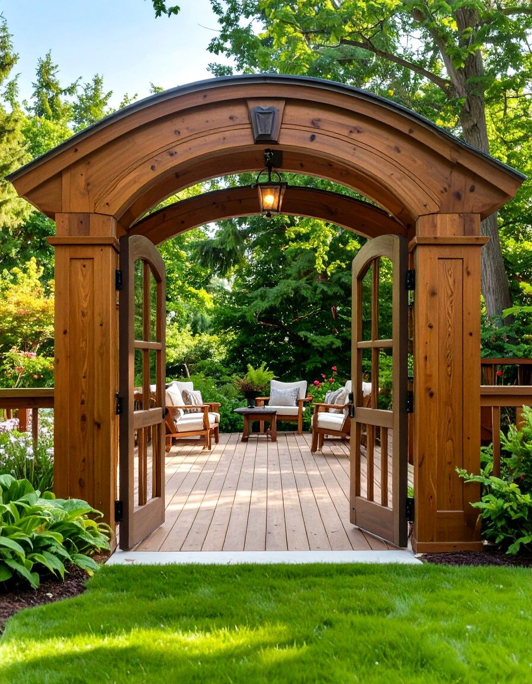 Arched Top Deck Gate - 30 deck gate ideas