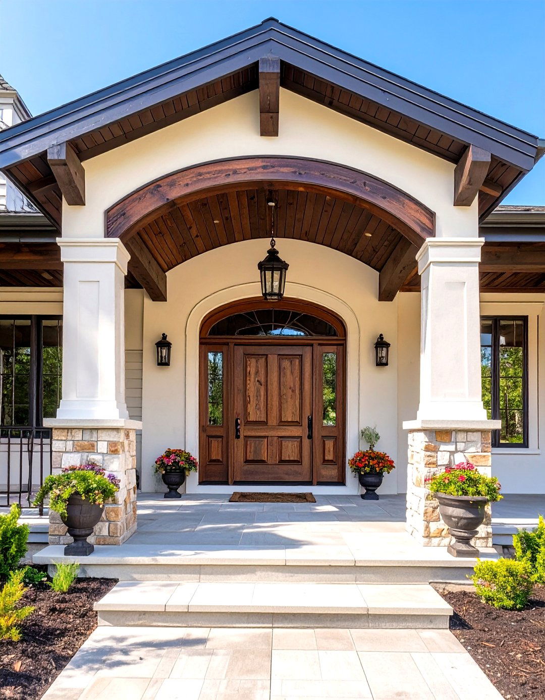 Arched Wood Porch Beams - 30 wood front porch ideas