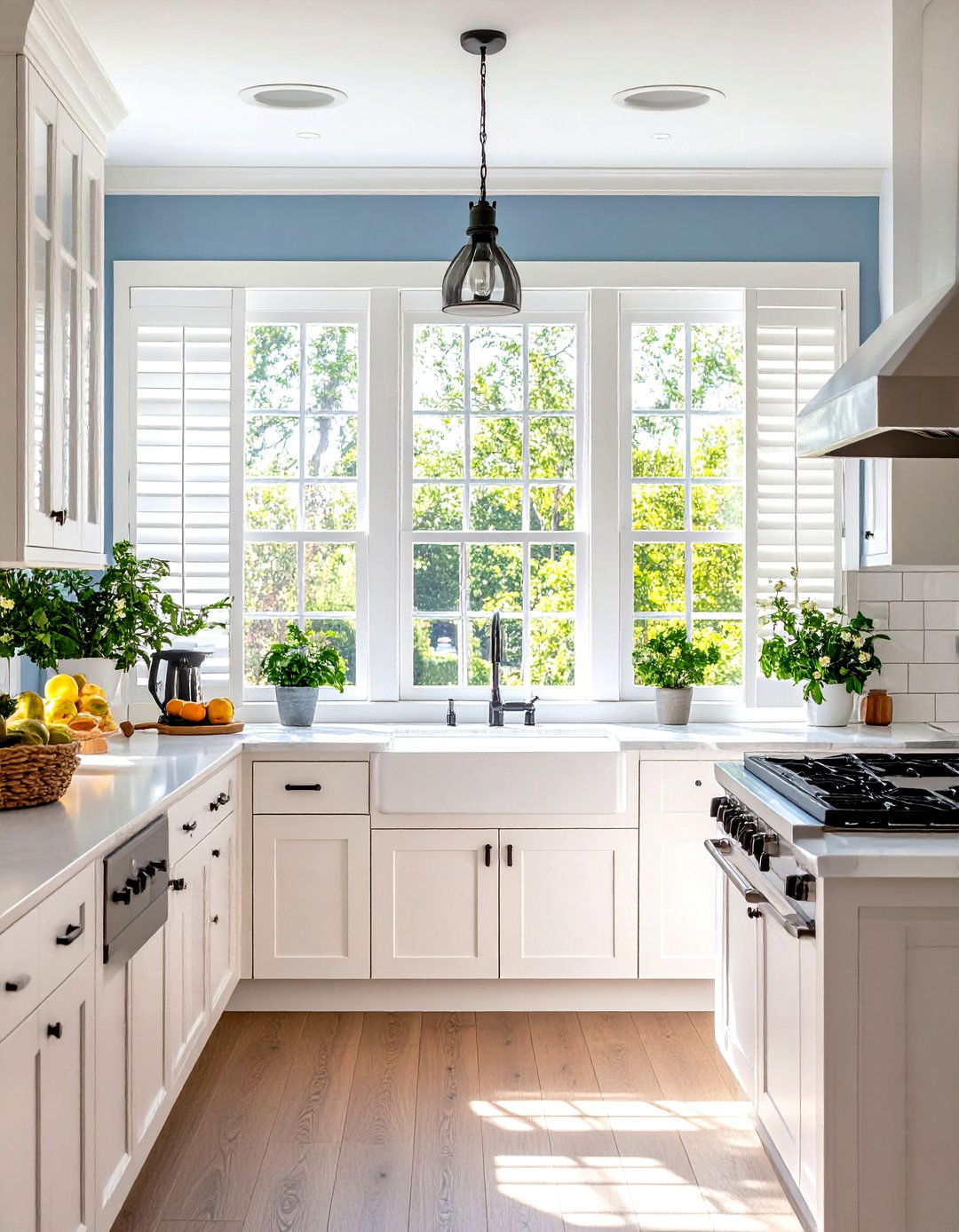 Architectural Interest with Wooden Shutters - 30 kitchen blinds ideas