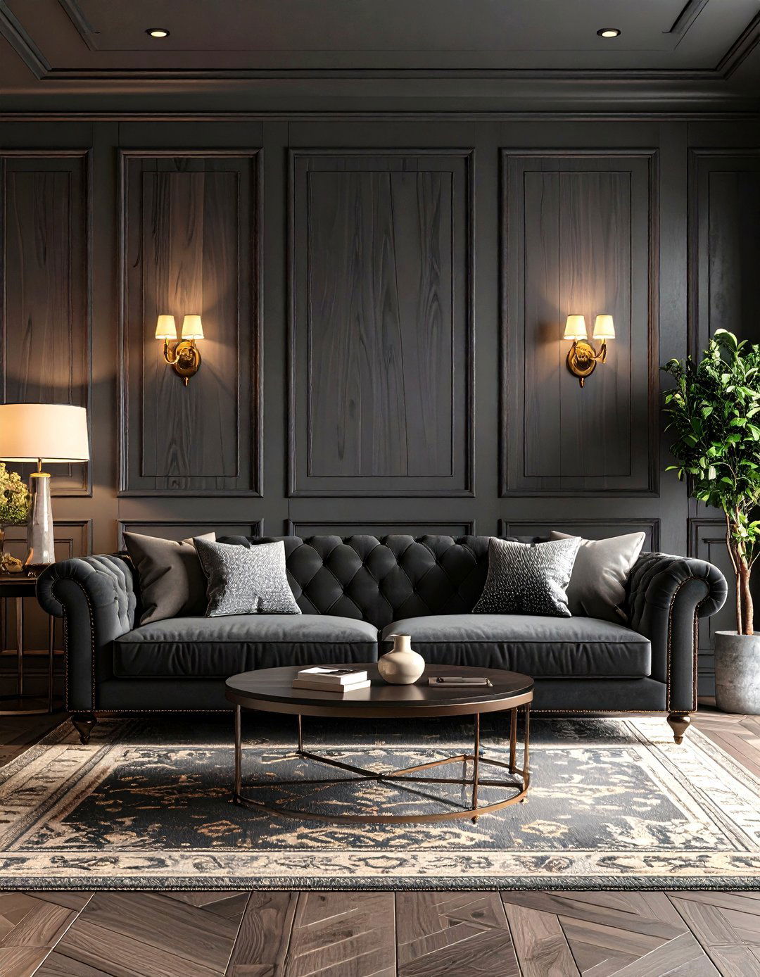 Architectural Paneling Effect Living Room - 30 living room wallpaper ideas