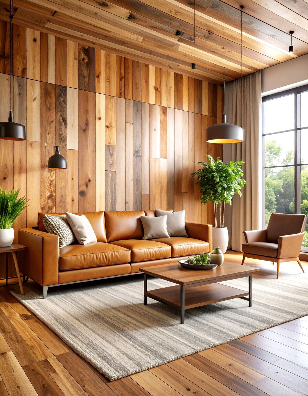 Architectural Reclaimed Wood Wall - 30 large wall decor ideas for living room
