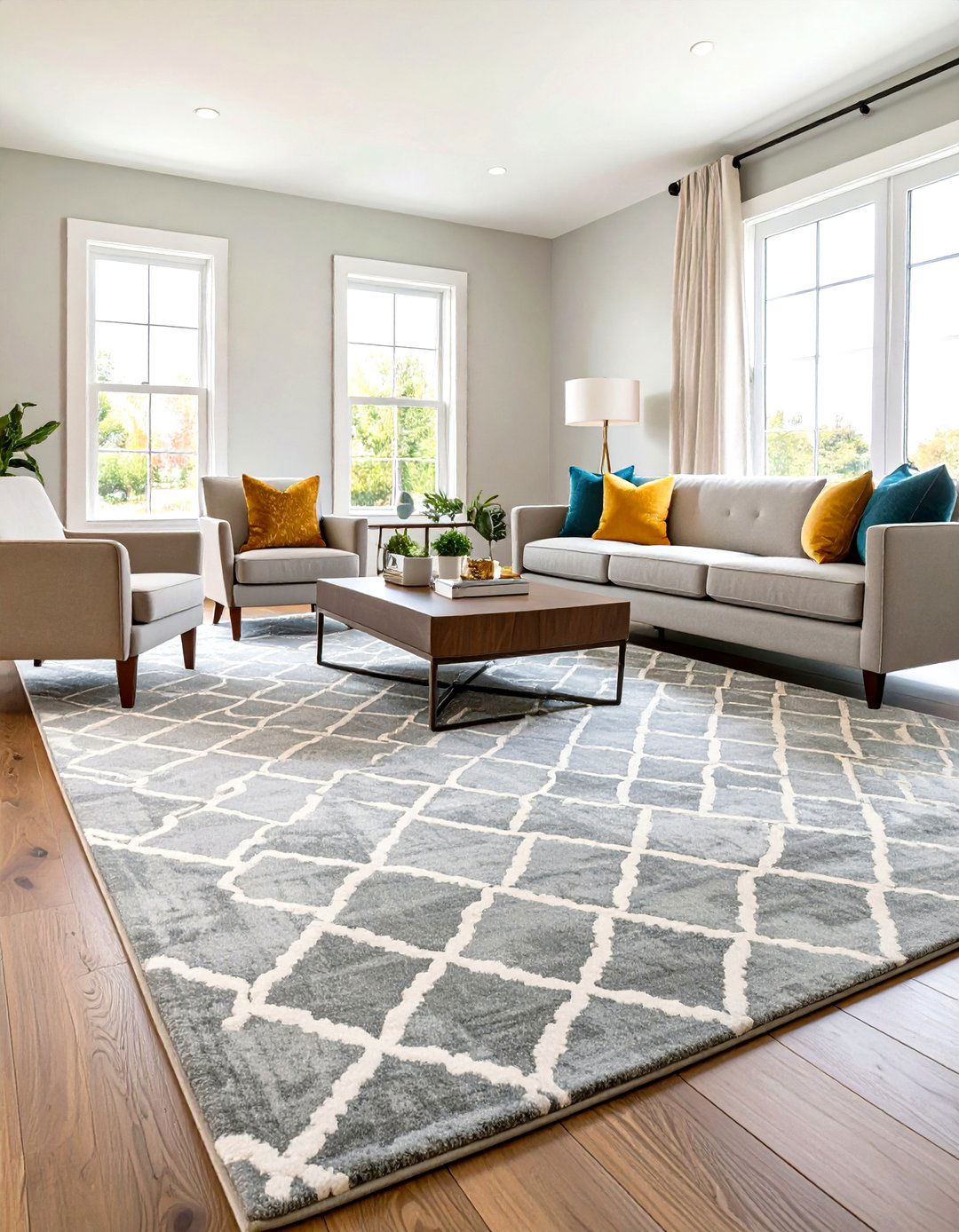 Area Rugs to Define Zones - 30 transitional interior design ideas