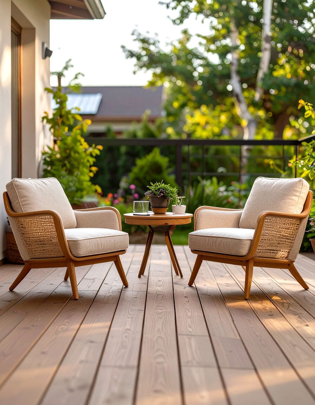 Armless Outdoor Slipper Chairs - 30 small deck furniture ideas