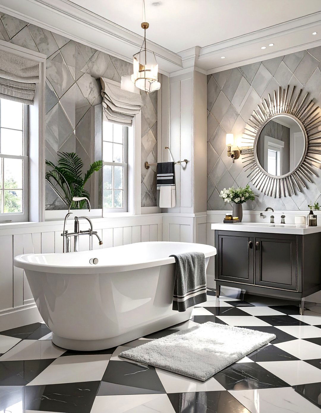 Art Deco Bathroom Geometric Towel Ring - 30 bathroom towel holder ideas