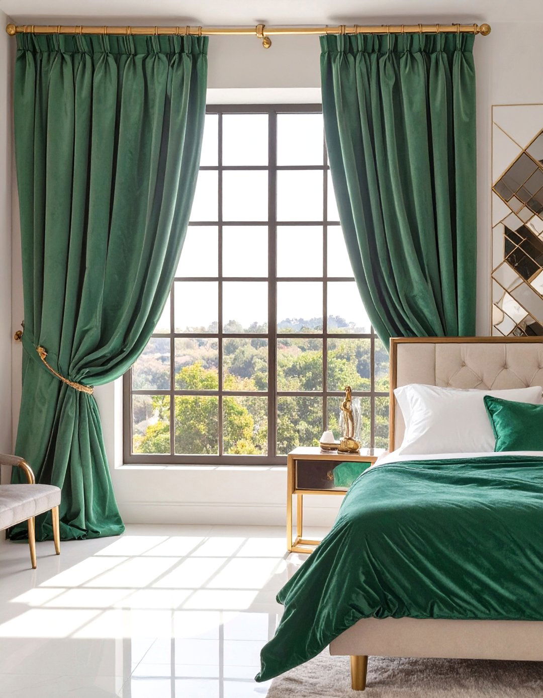 Art Deco Bedroom Mirrored Frame - 30 bedroom window ideas