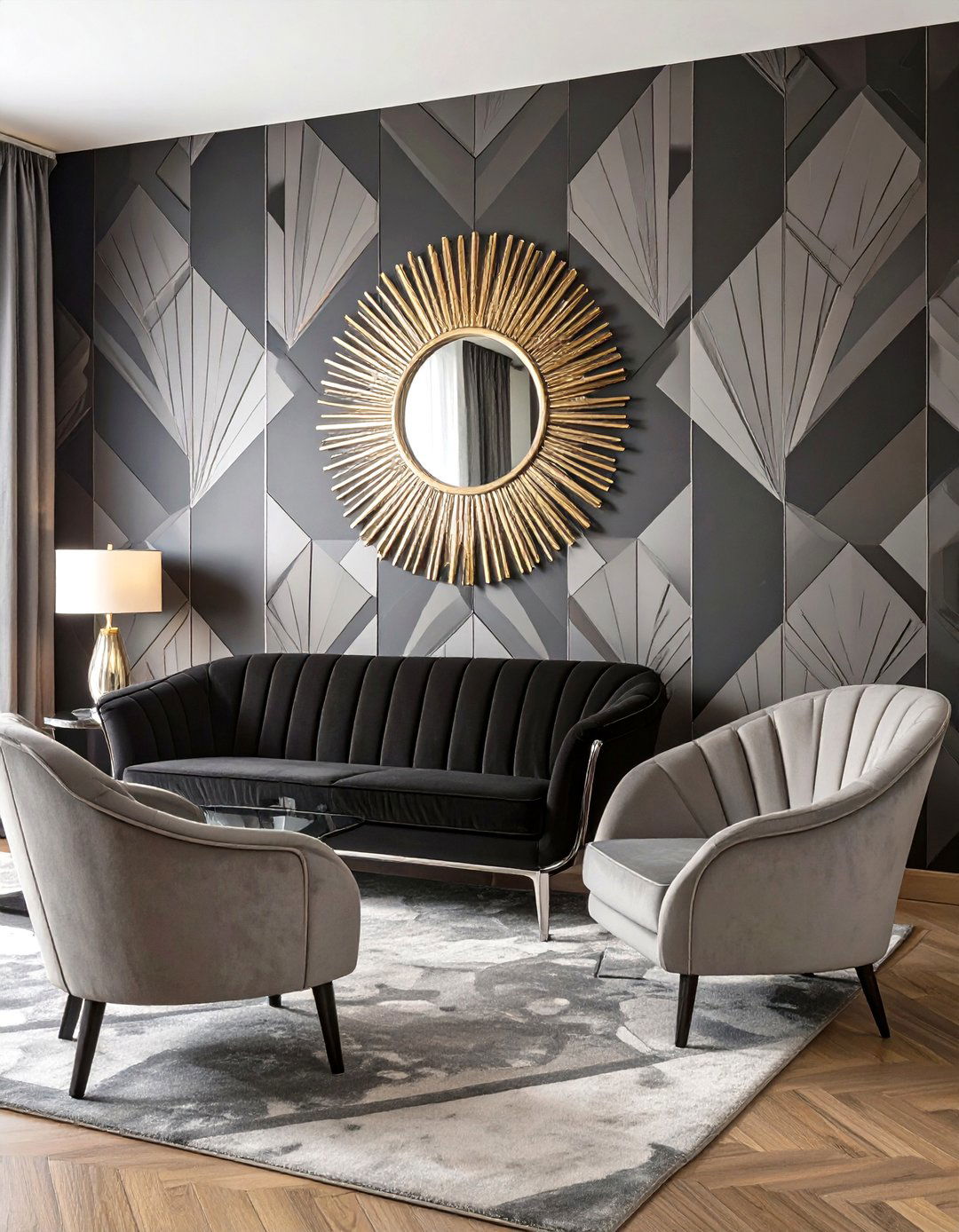 Art Deco Black and Grey Living Room - 30 black and grey living room ideas