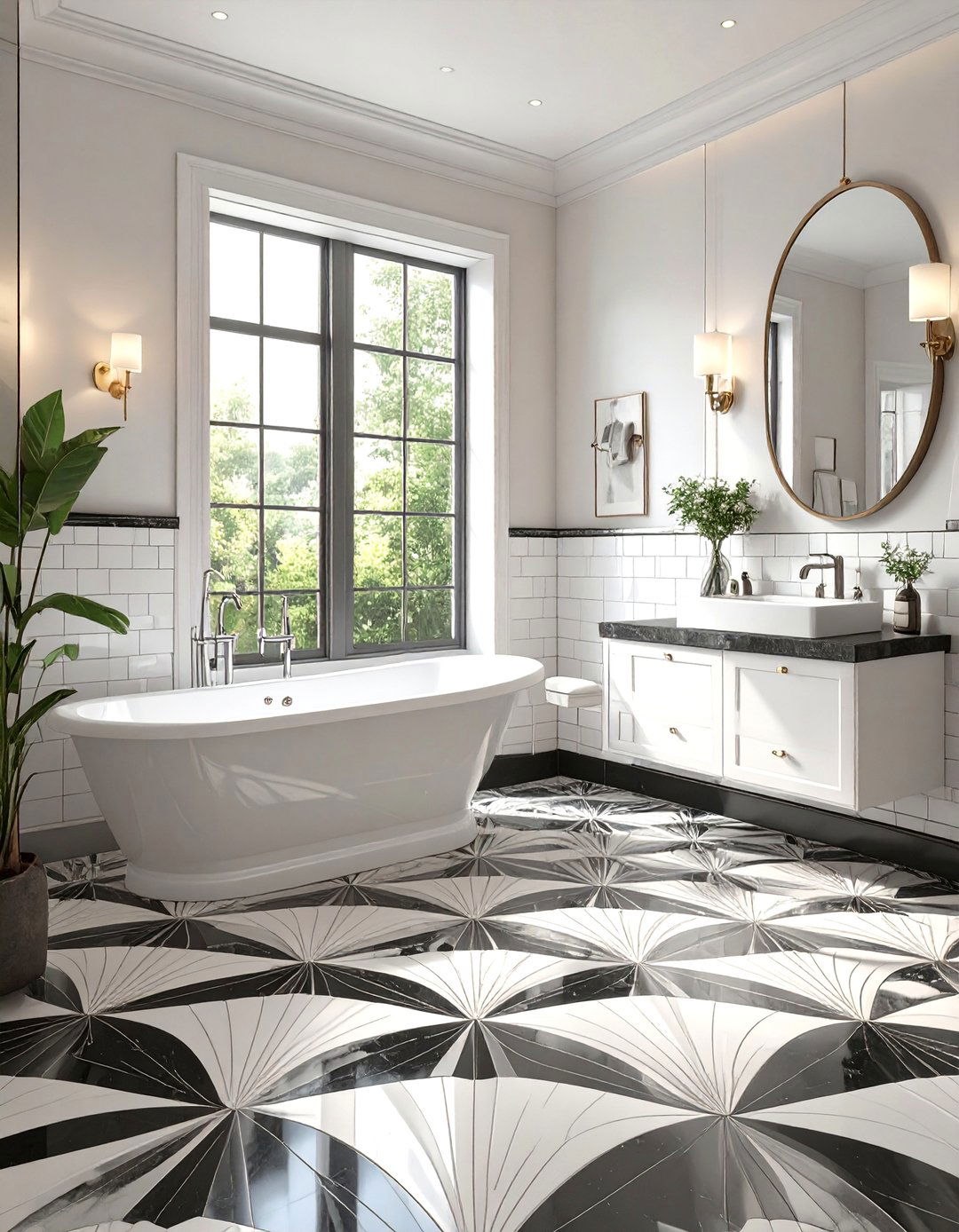Art Deco Black and White Bathroom - 30 black and white interior design ideas
