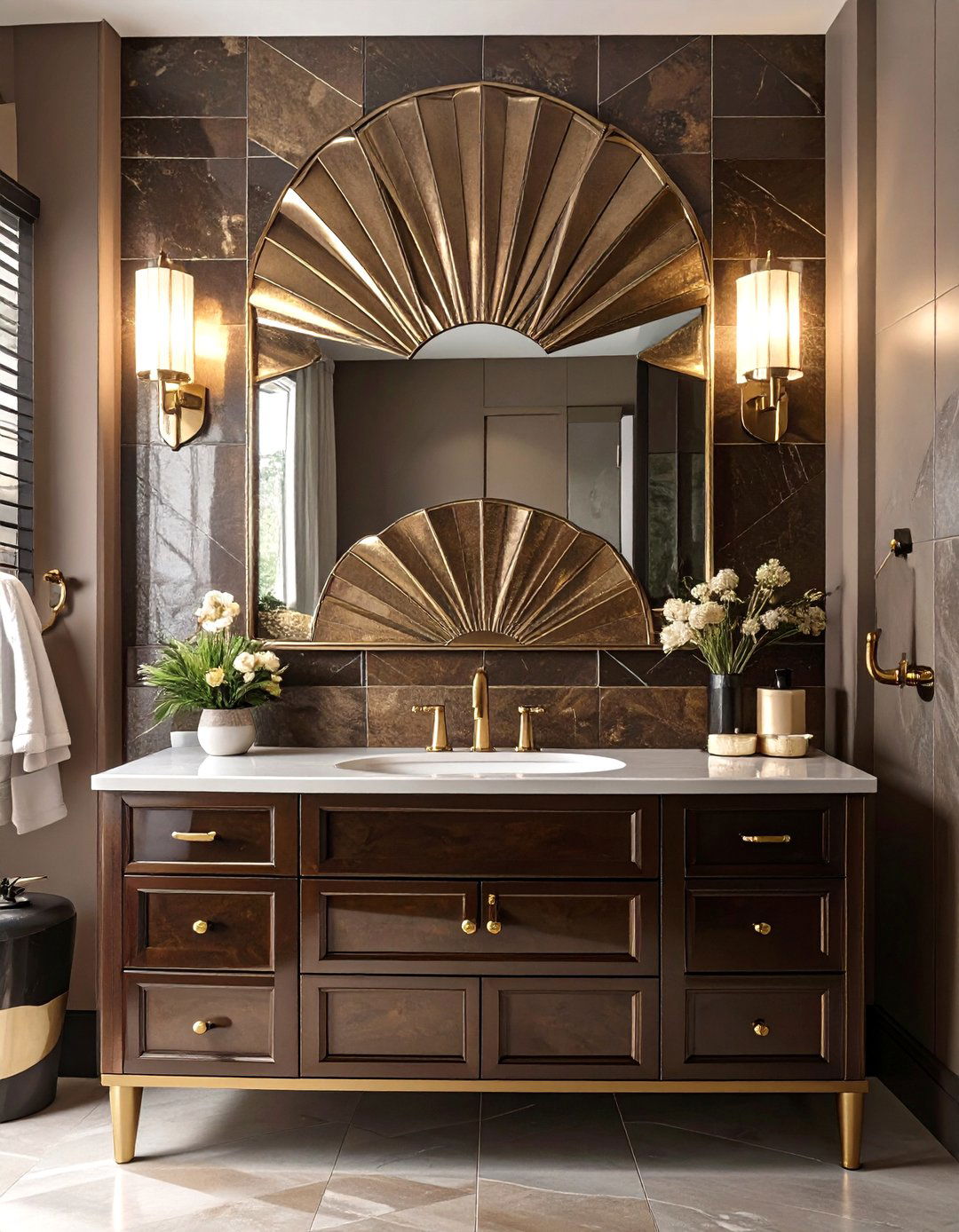 Art Deco Brown and Gold Bathroom - 30 brown bathroom ideas