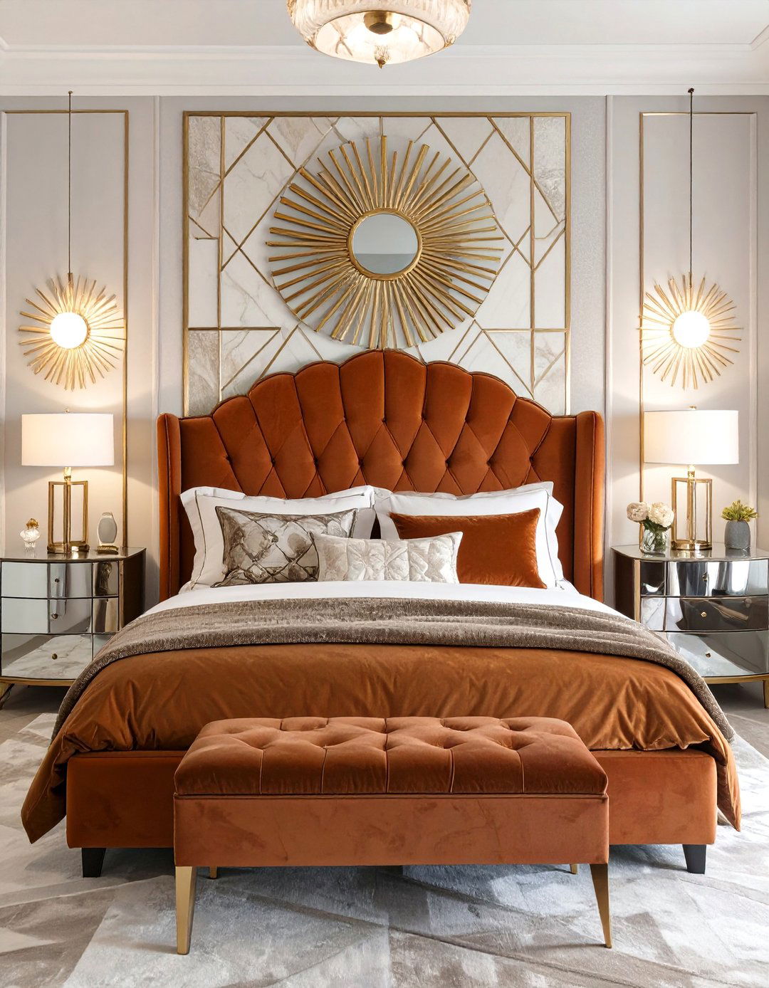 Art Deco Burnt Orange Bedroom Glamour - 30 burnt orange bedroom ideas