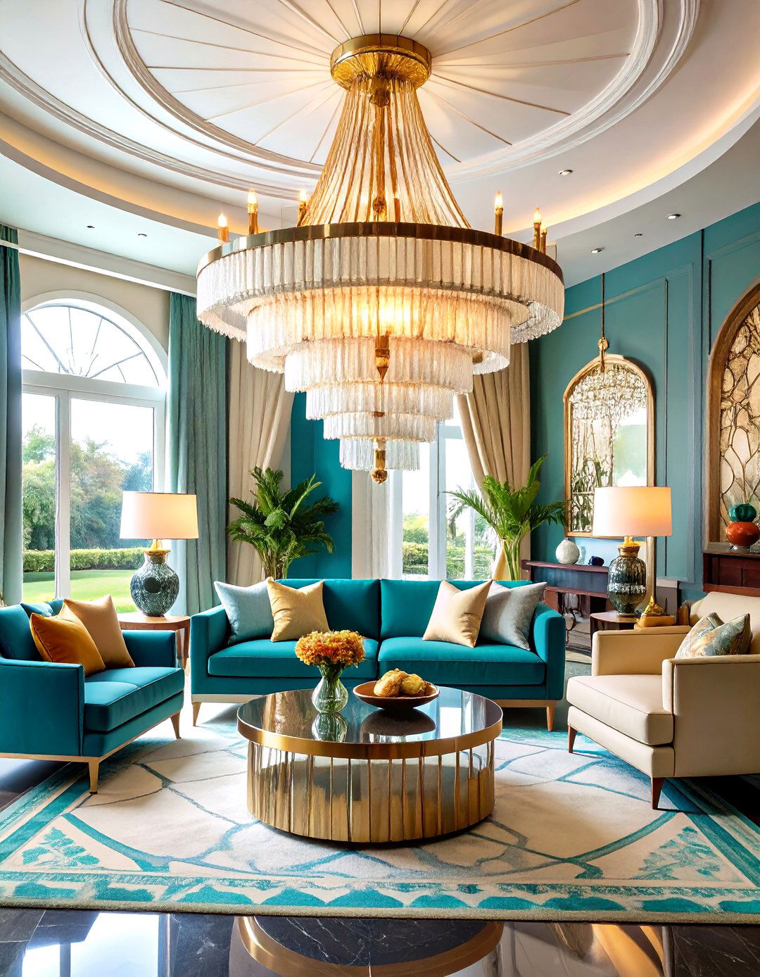 Art Deco Fan Chandelier - 30 living room chandelier ideas