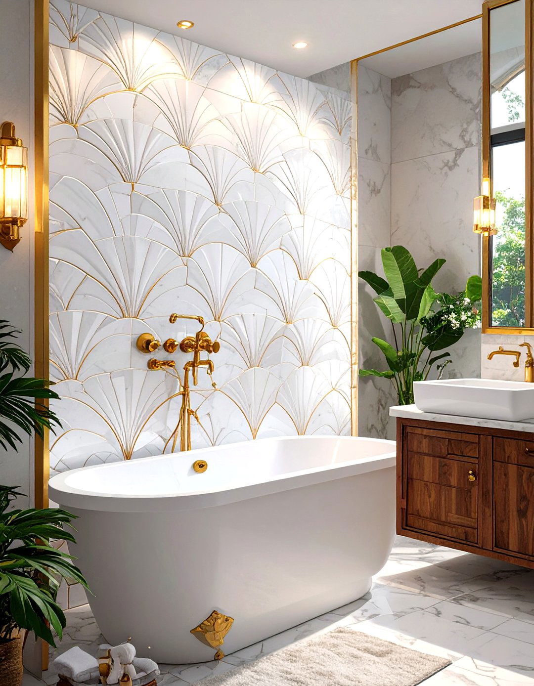 Art Deco Fan Pattern Shower Wall Tile - 30 shower wall tile ideas