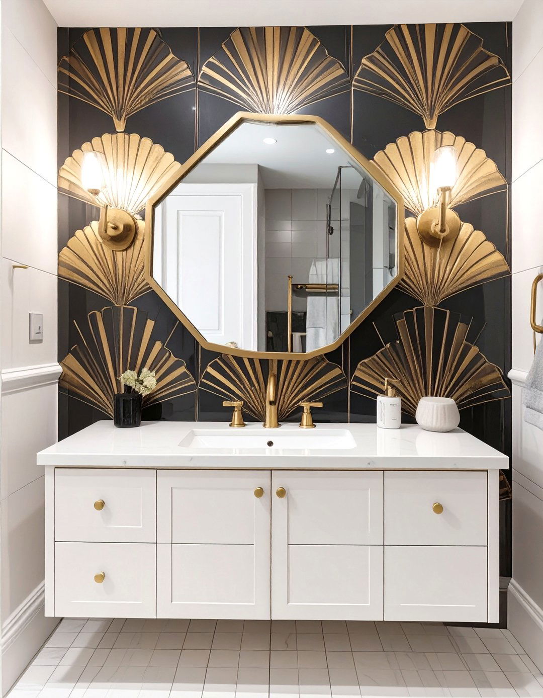 Art Deco Fan Pattern Tiles - 30 bathroom tiling ideas