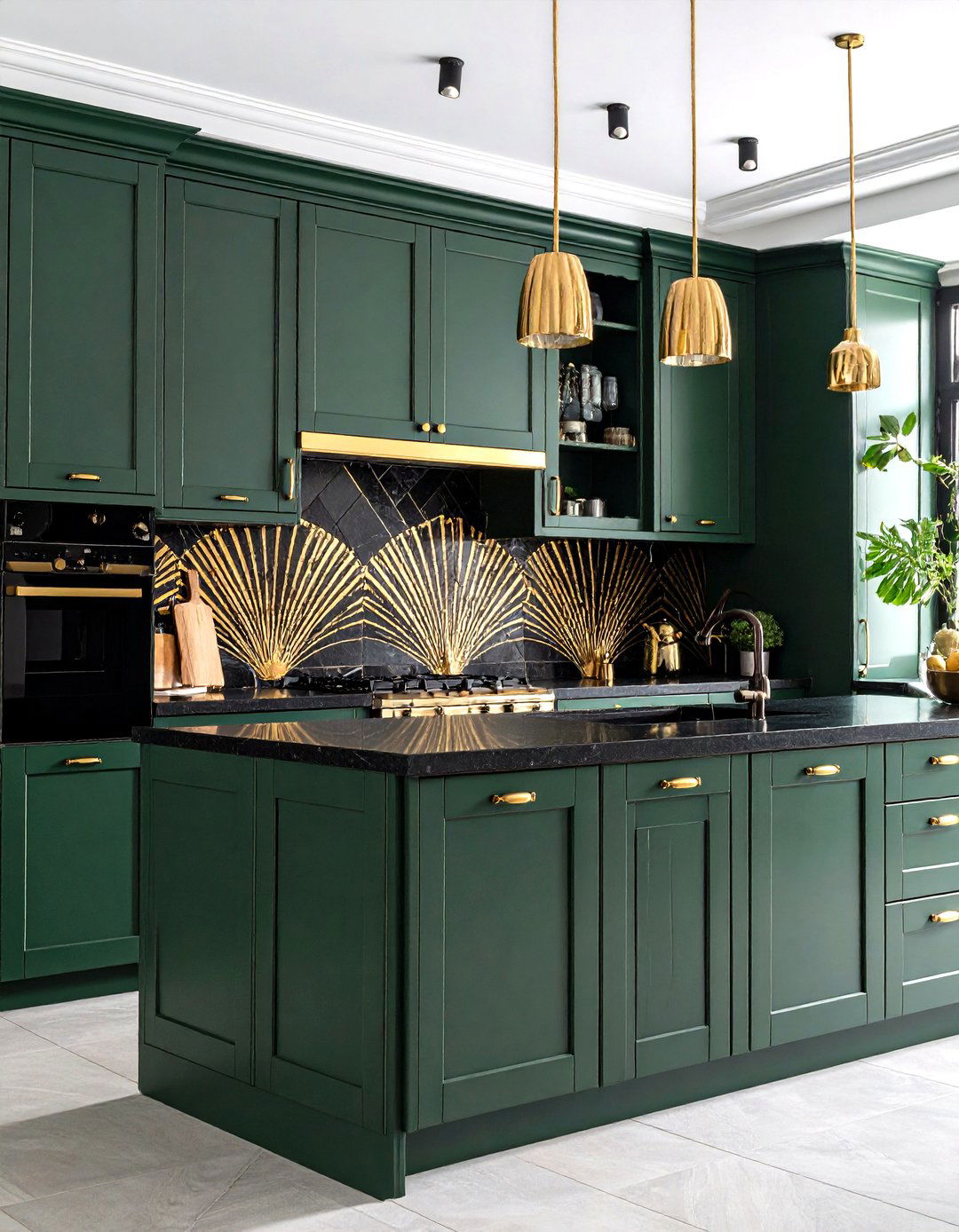 Art Deco Fan and Geometric Tiles - 30 kitchen backsplash ideas 2025