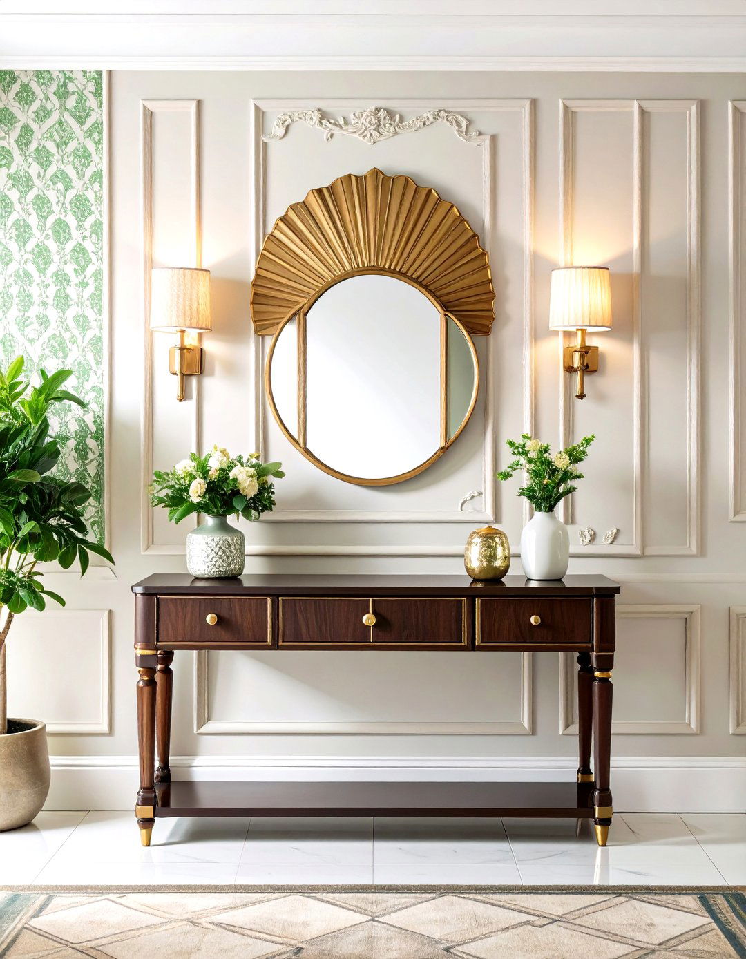 Art Deco Foyer with Geometric Patterns - 30 foyer furniture ideas