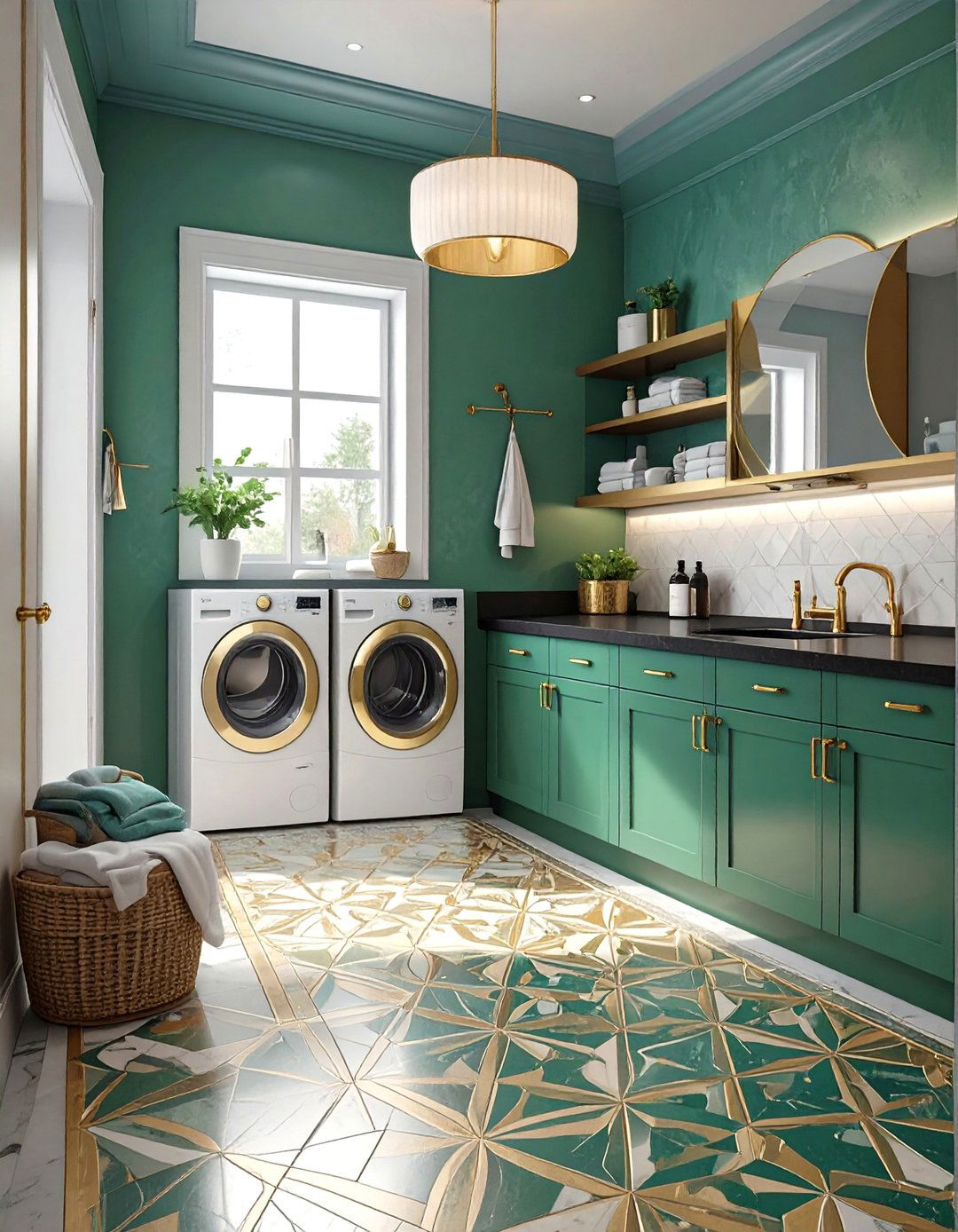 Art Deco Glam Basement Laundry Room - 30 concrete basement laundry room ideas