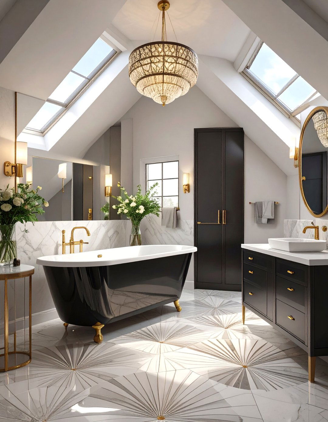 Art Deco Glamour Attic Bathroom - 30 attic bathroom ideas