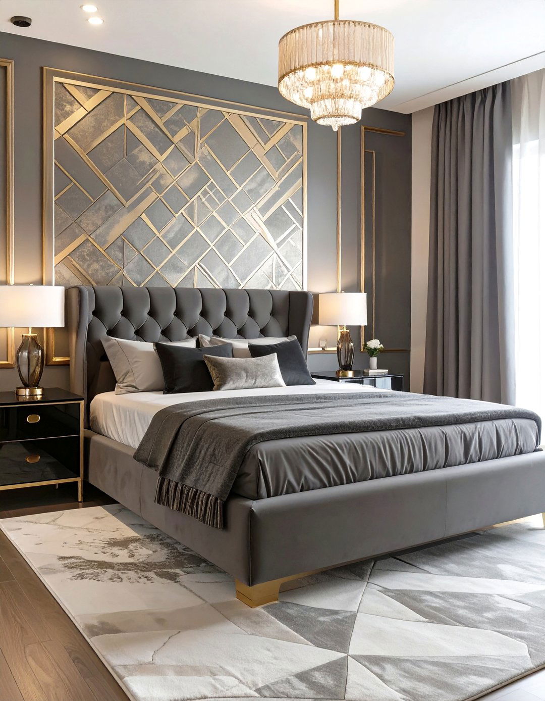 Art Deco Glamour Bedroom - 30 black and grey bedroom ideas