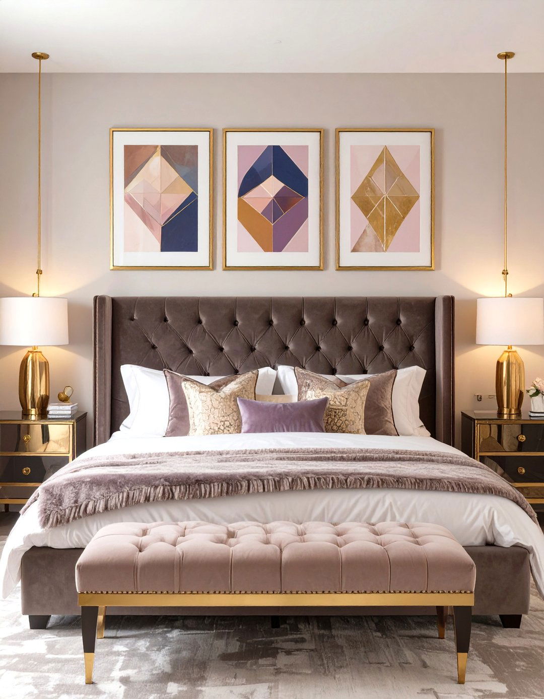 Art Deco Glamour Bedroom - 30 master bedroom pictures above bed ideas