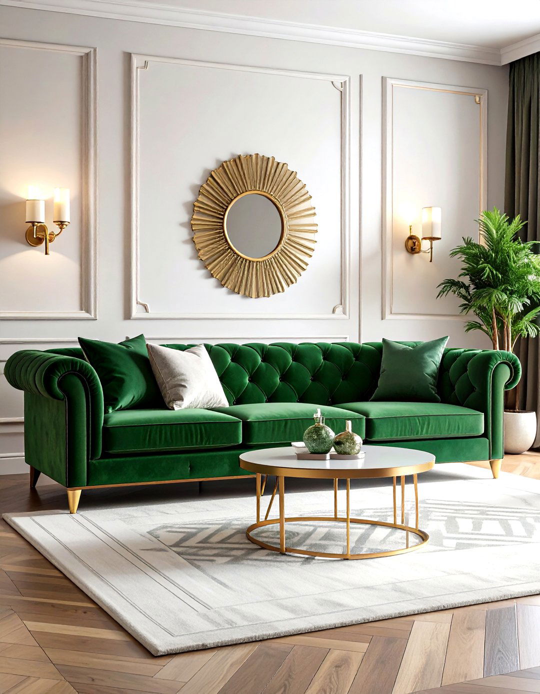 Art Deco Glamour Living Room - 30 emerald green sofa living room ideas