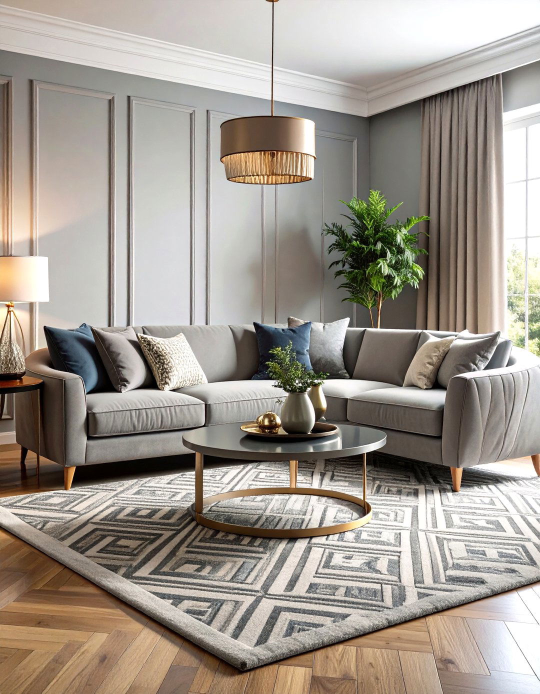 Art Deco Glamour Living Room - 30 grey couch living room ideas