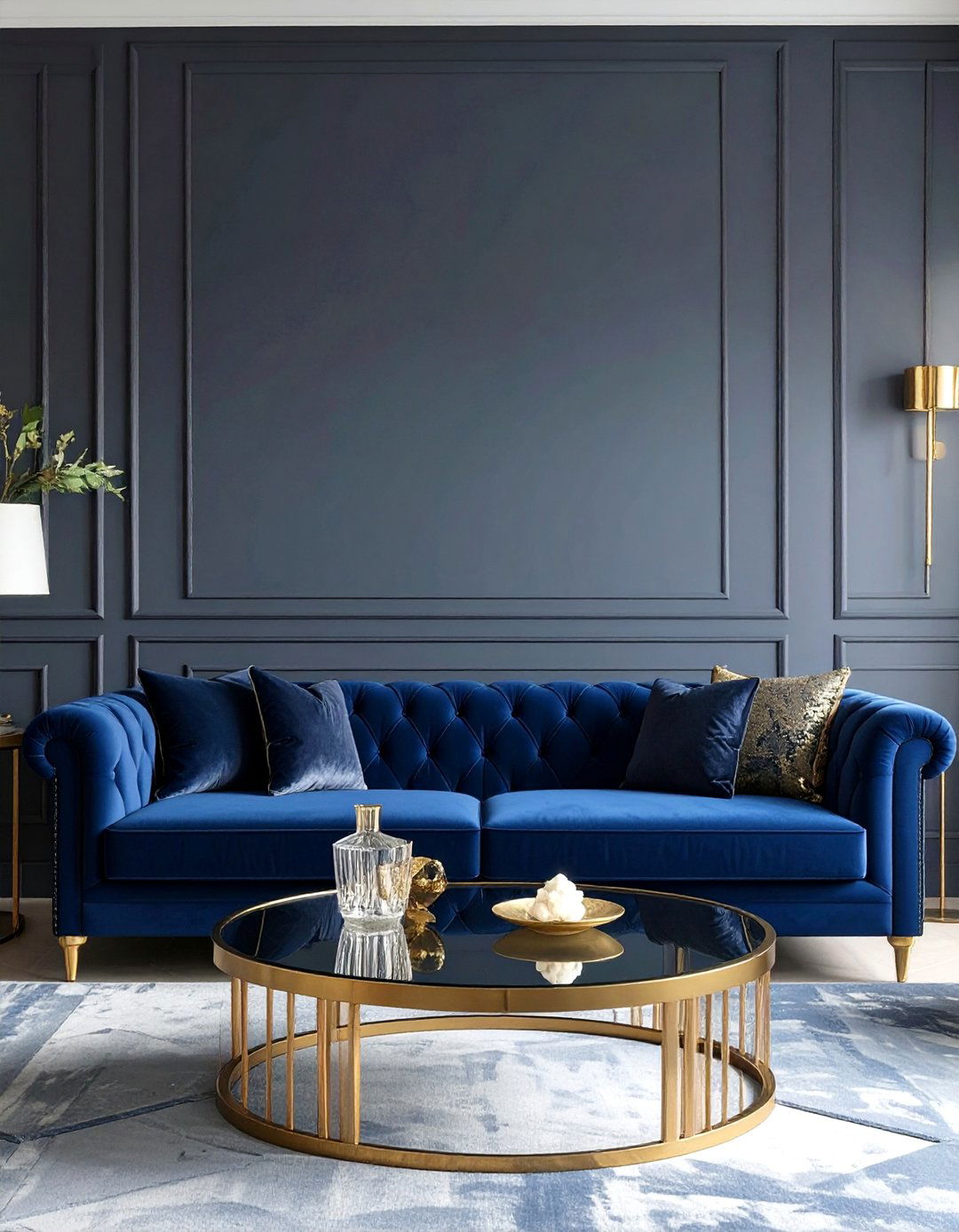 Art Deco Glamour Living Room - 30 blue couch living room ideas