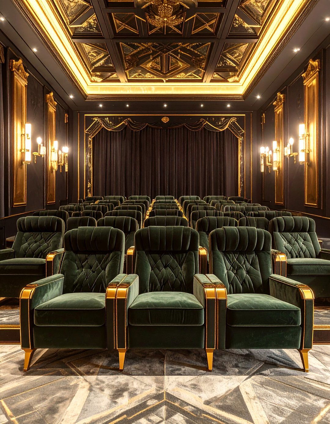 Art Deco Glamour Theater - 30 home theater seating ideas
