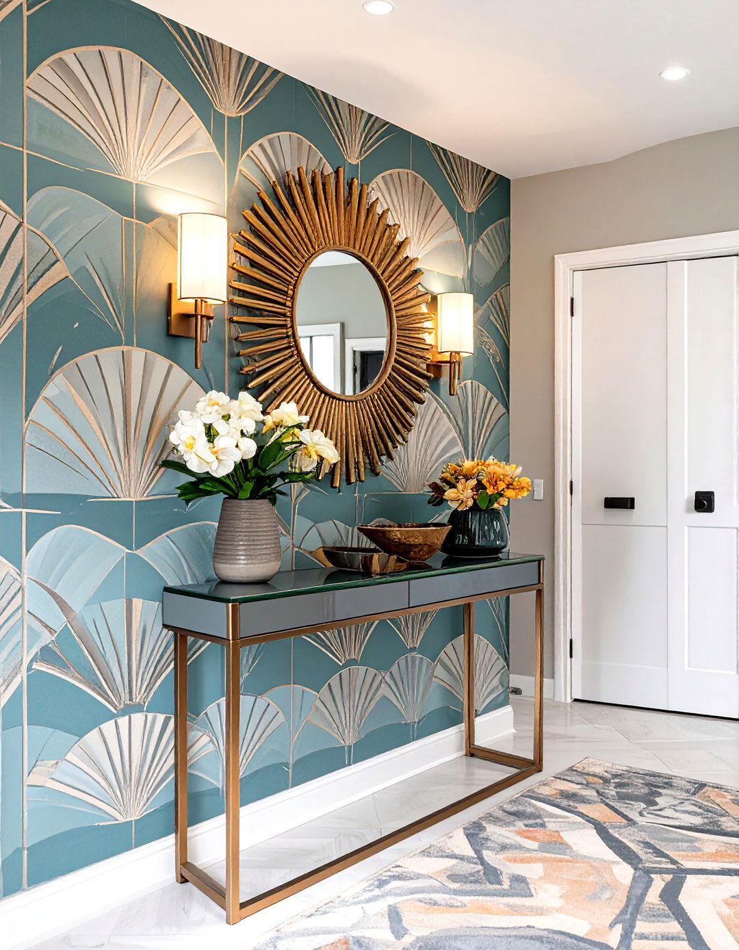 Art Deco Glamour in a Small Entryway - 30 interior design styles for small spaces ideas