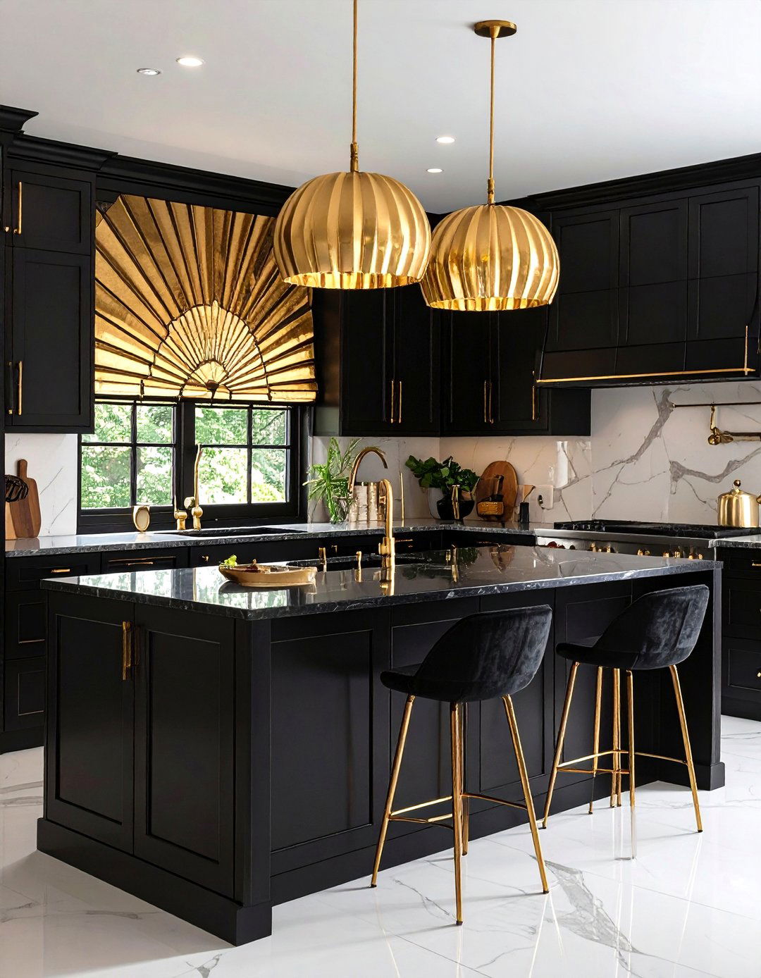 Art Deco Glamour with Geometric Blinds - 30 kitchen blinds ideas