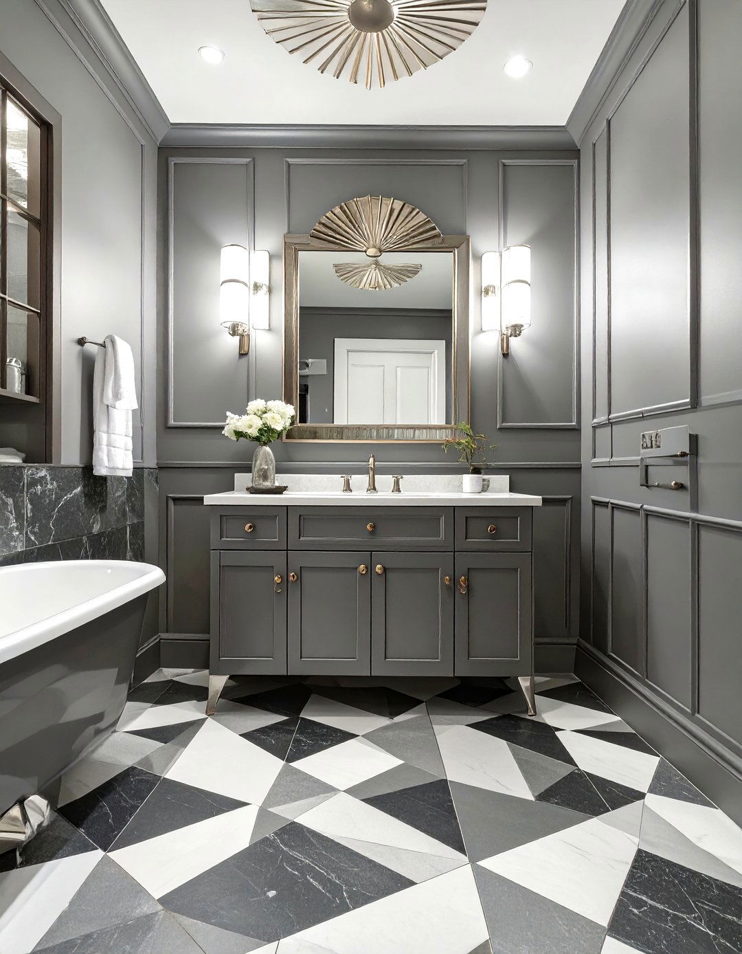 Art Deco Gray and Silver Bathroom - 30 gray bathroom ideas