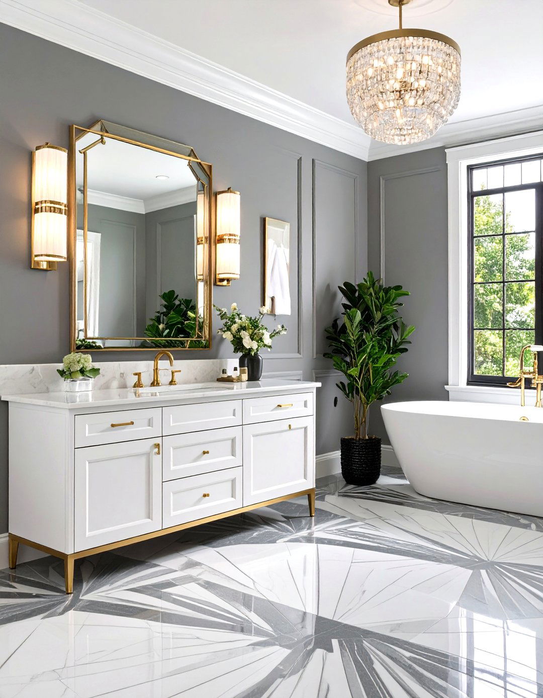 Art Deco Gray and White Bathroom - 30 gray and white bathroom ideas