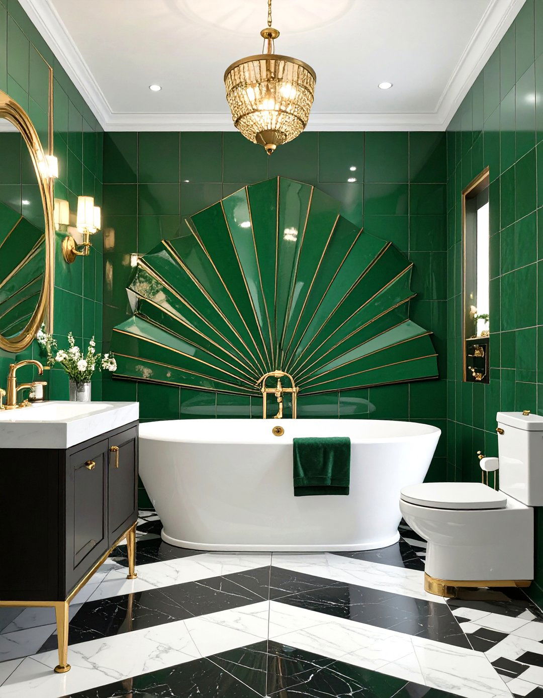 Art Deco Green Bathroom Glamour - 30 green tile bathroom ideas