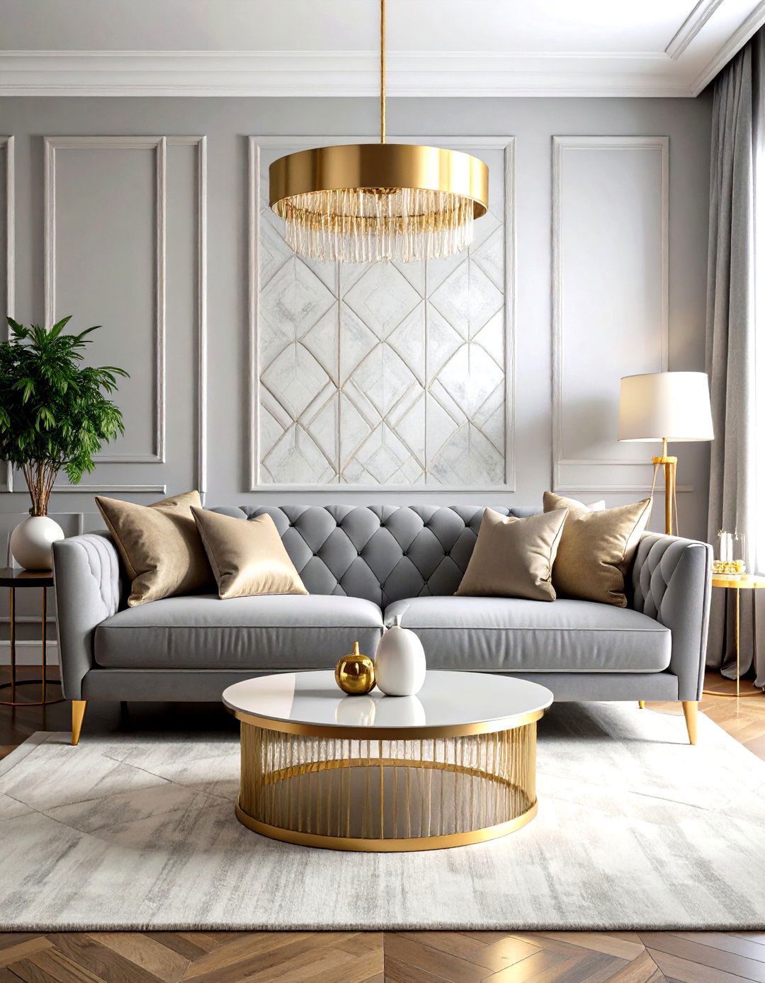 Art Deco Grey and White Living Room - 30 grey and white living room ideas