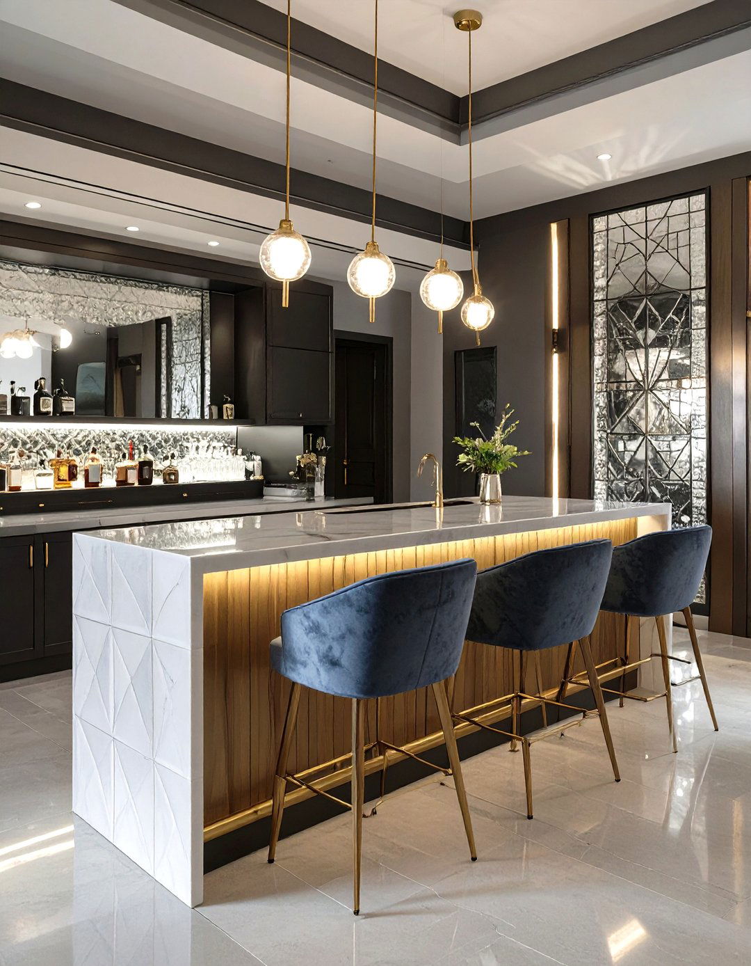 Art Deco Inspired Basement Bar - 30 basement furniture ideas