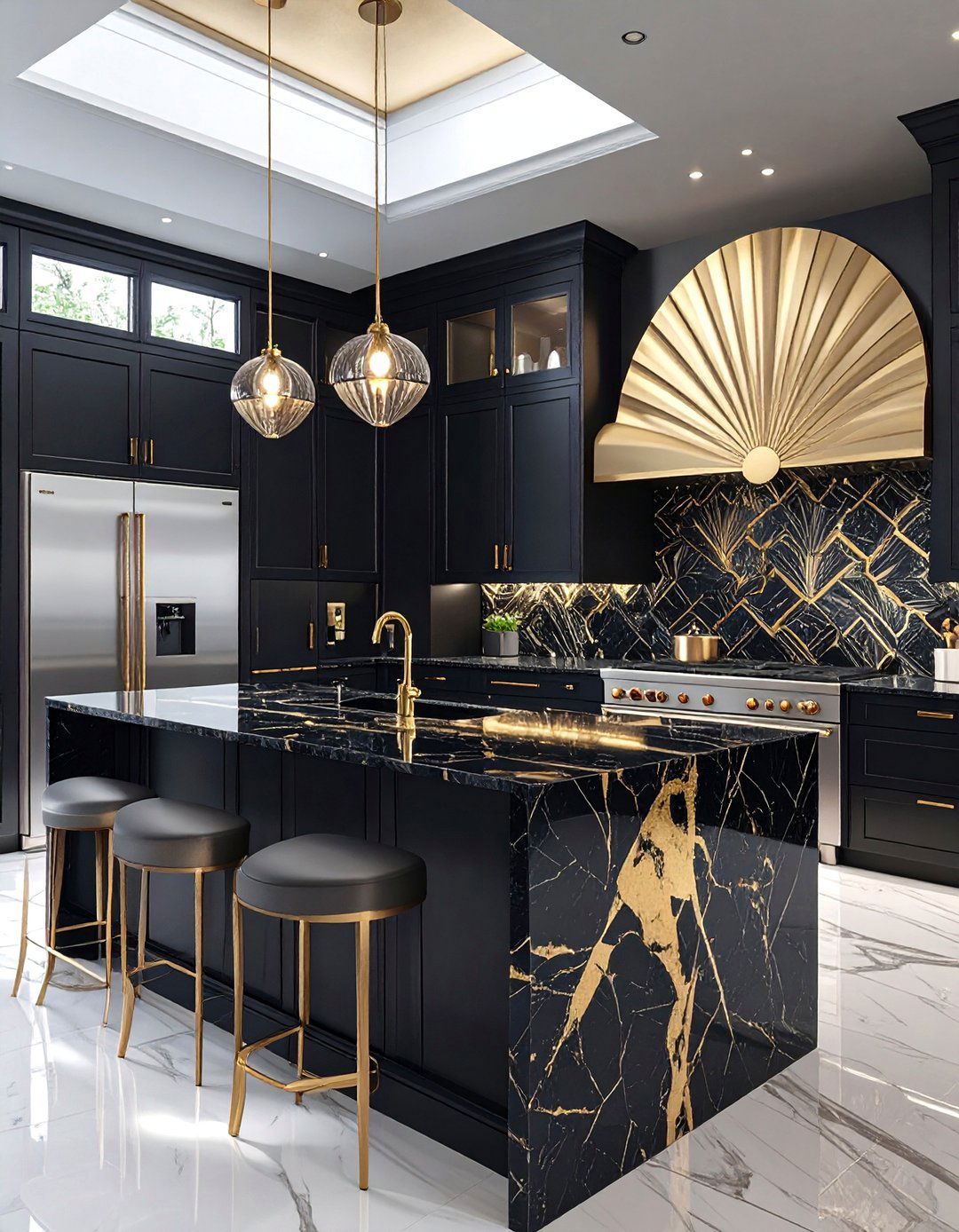 Art Deco Inspired Black Kitchen - 30 black kitchen ideas