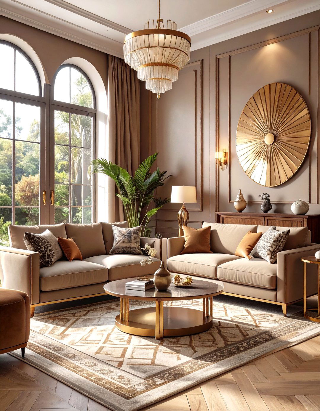 Art Deco Inspired Brown Living Room - 30 modern brown living room ideas