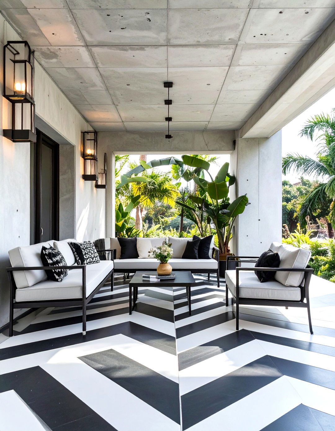 Art Deco Inspired Concrete Porch - 30 concrete porch ideas