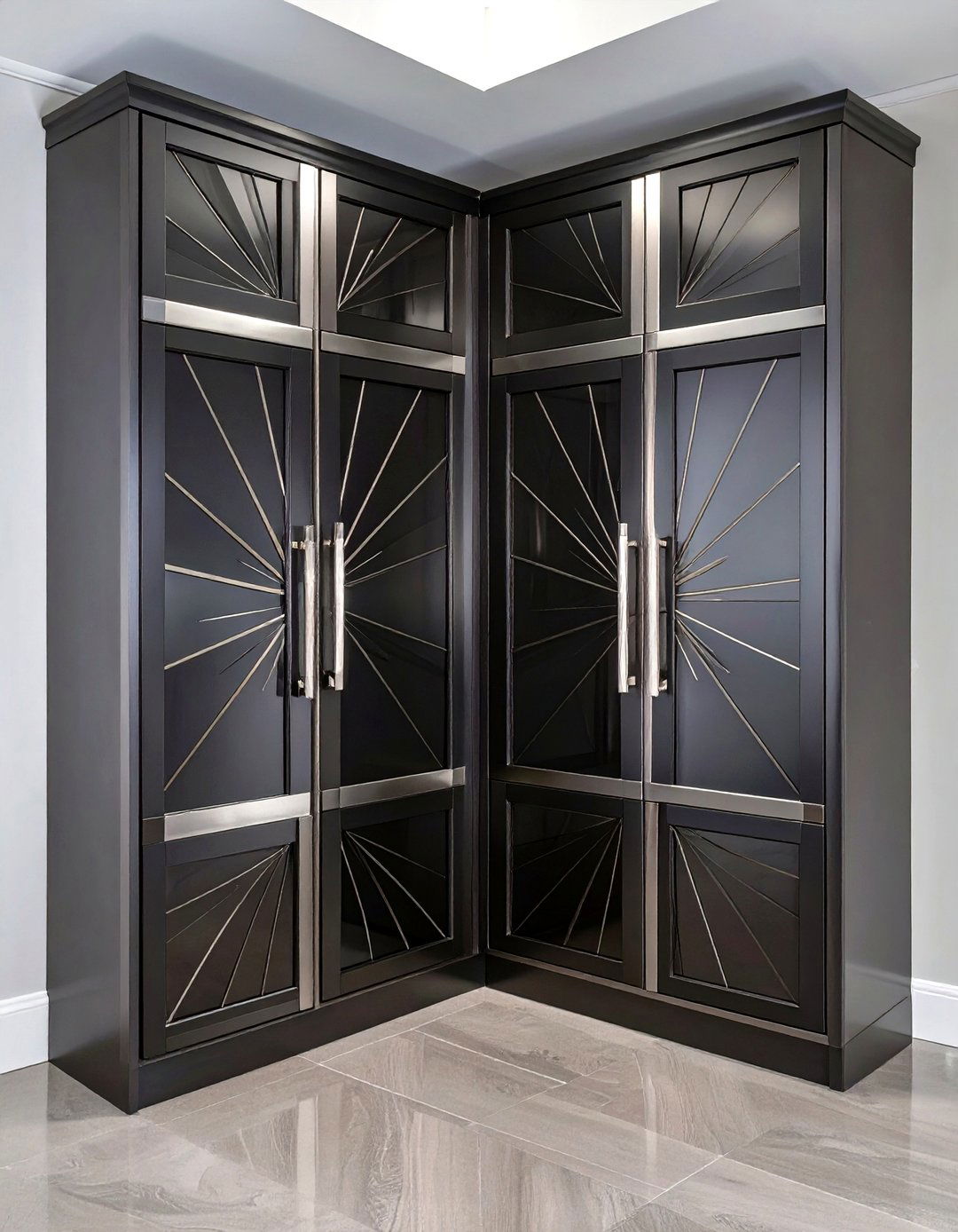 Art Deco Inspired Geometric Closet - 30 corner closet ideas
