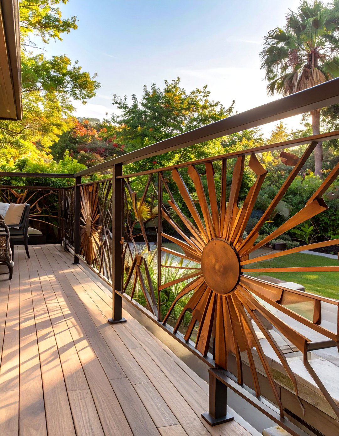 Art Deco Inspired Geometric Railing - 30 horizontal deck railing ideas