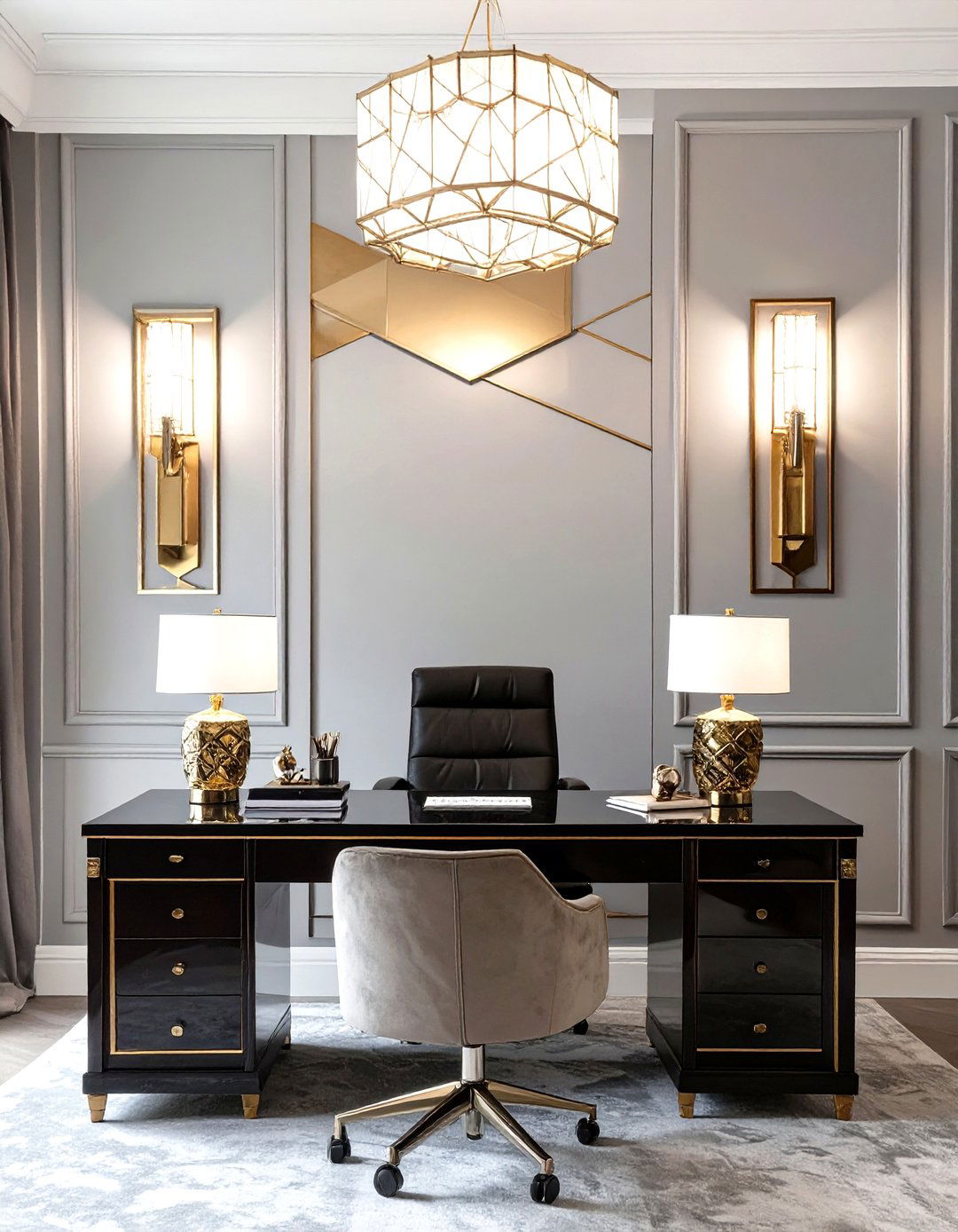 Art Deco Inspired Geometric Sconces - 30 home office lighting ideas