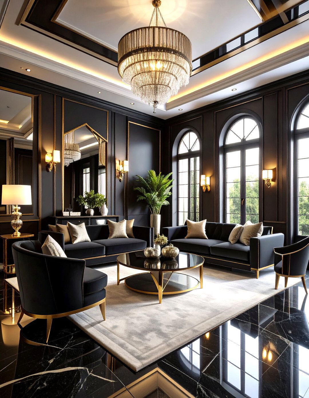 Art Deco Inspired Geometric Wainscoting - 30 living room wainscoting ideas