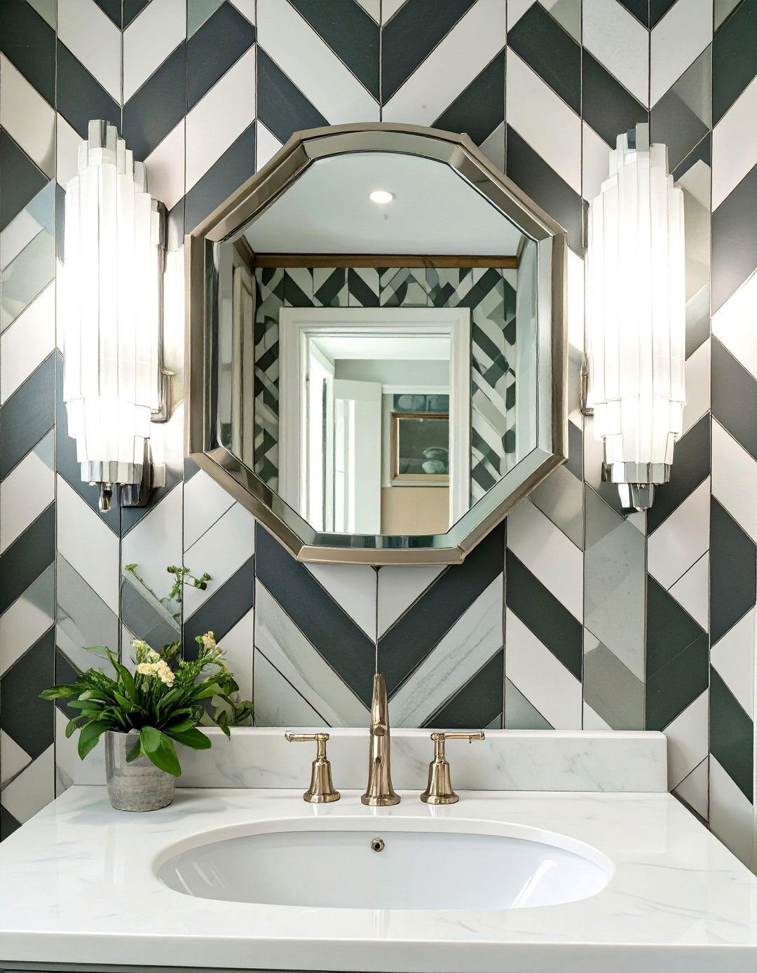 Art Deco Inspired Geometrics - 30 bathroom lighting ideas