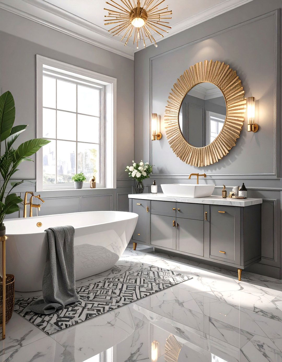 Art Deco Inspired Grey Bathroom - 30 grey bathroom ideas