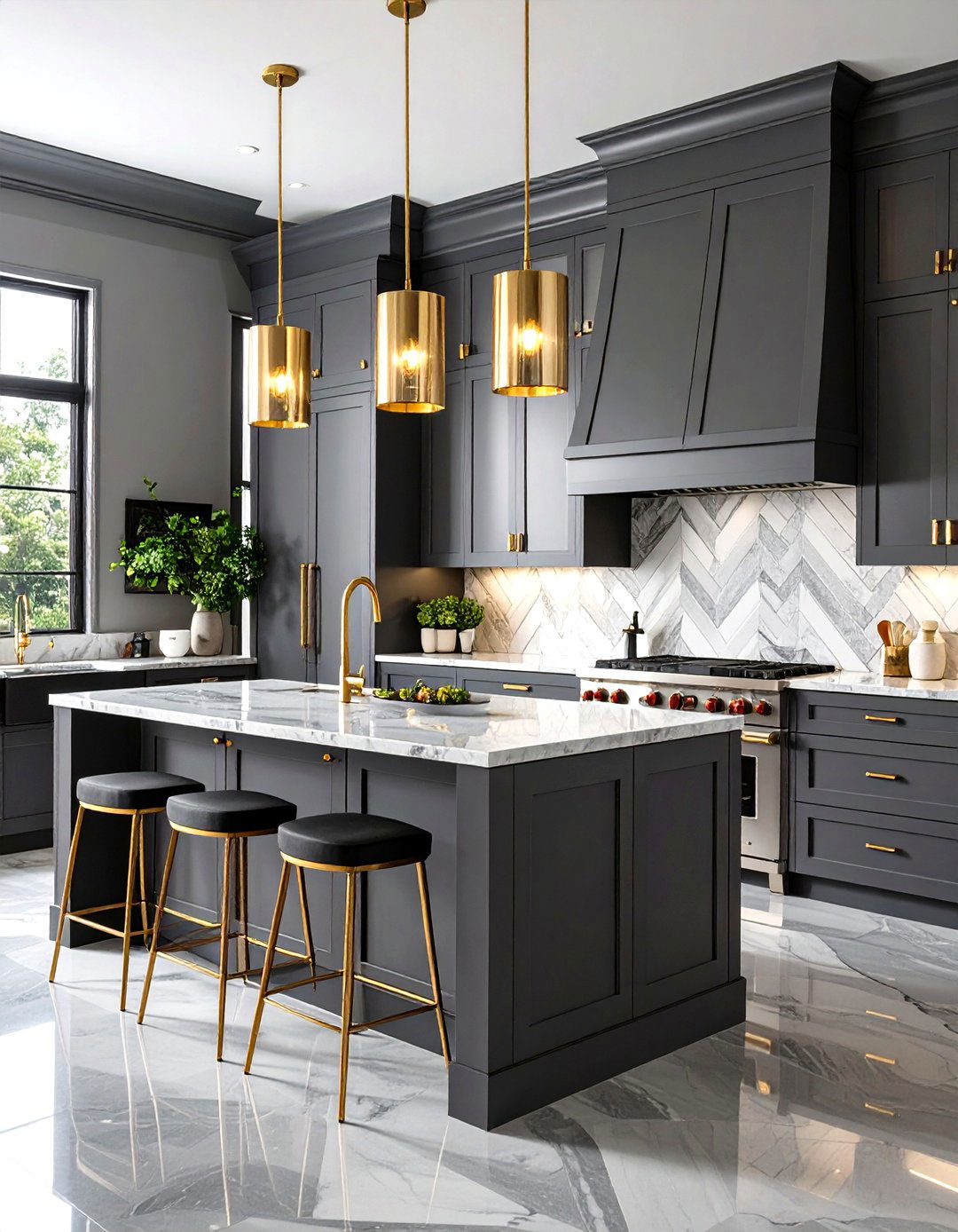 Art Deco Inspired Grey Kitchen - 30 grey kitchen ideas