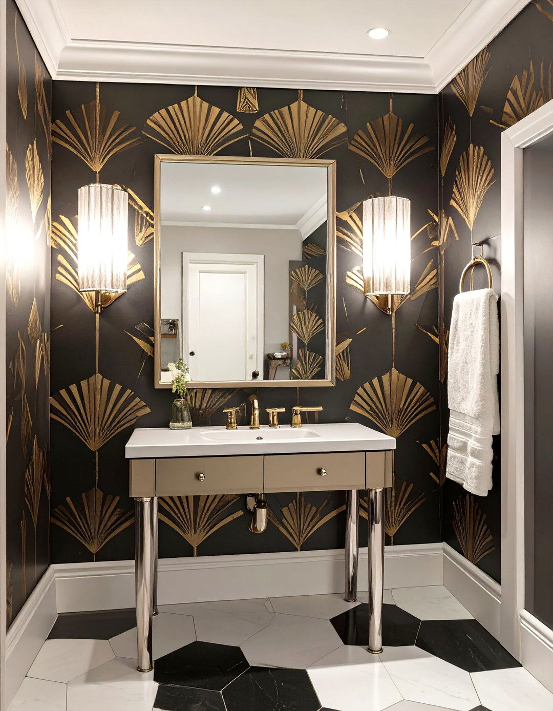 Art Deco Inspired Half Bathroom - 30 modern half bathroom ideas