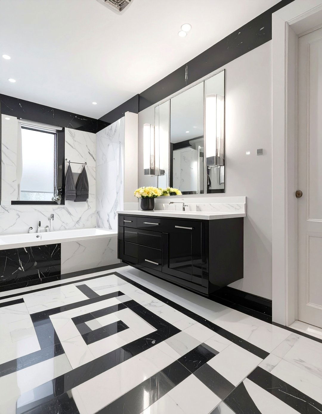 Art Deco Inspired Marble Bathroom - 30 marble bathroom ideas