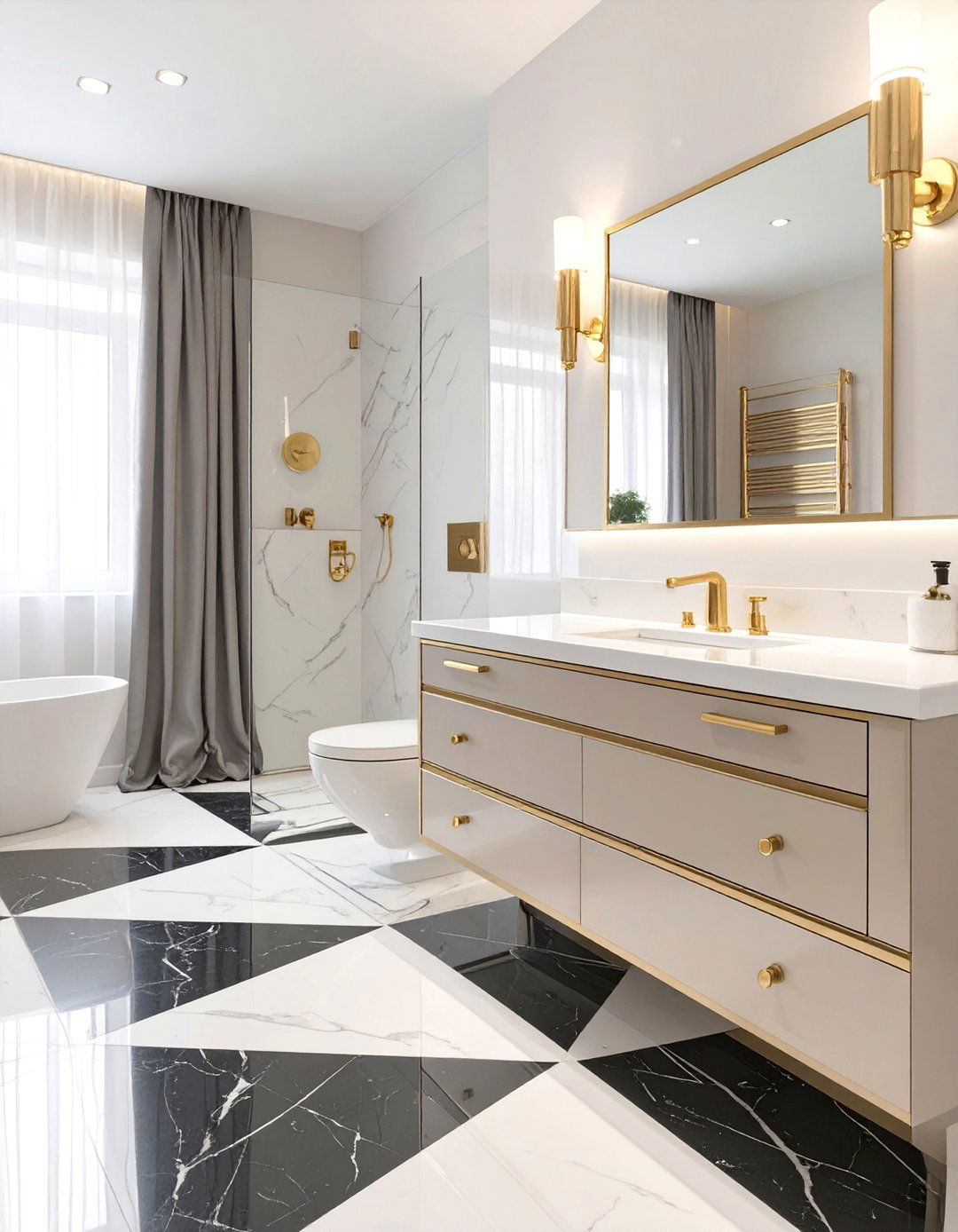 Art Deco Inspired Neutral Bathroom - 30 neutral bathroom ideas